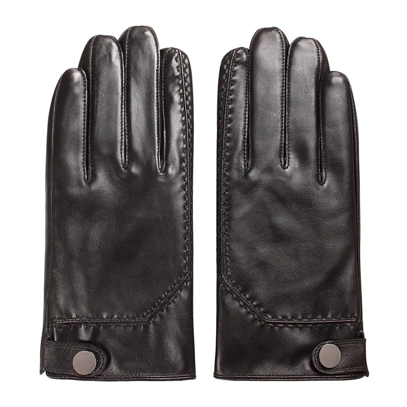 St. Susana Новое поступление мужские перчатки осень-зима мужские модные теплые зимние перчатки с сенсорным экраном перчатки из натуральной овчины 630a - Цвет: black