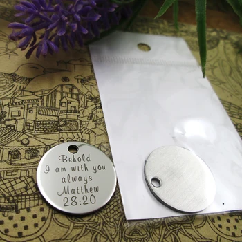 

20pcs--"Behold I am with you Matthew 28:20"stainless steel charms more style for choosing DIY Charms from Bible