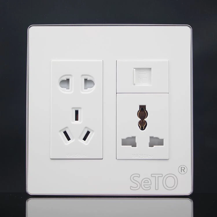 SeTo 120 тип розетка питания с тремя отверстиями и пятью + сетевая Панель RJ45 Cat5e