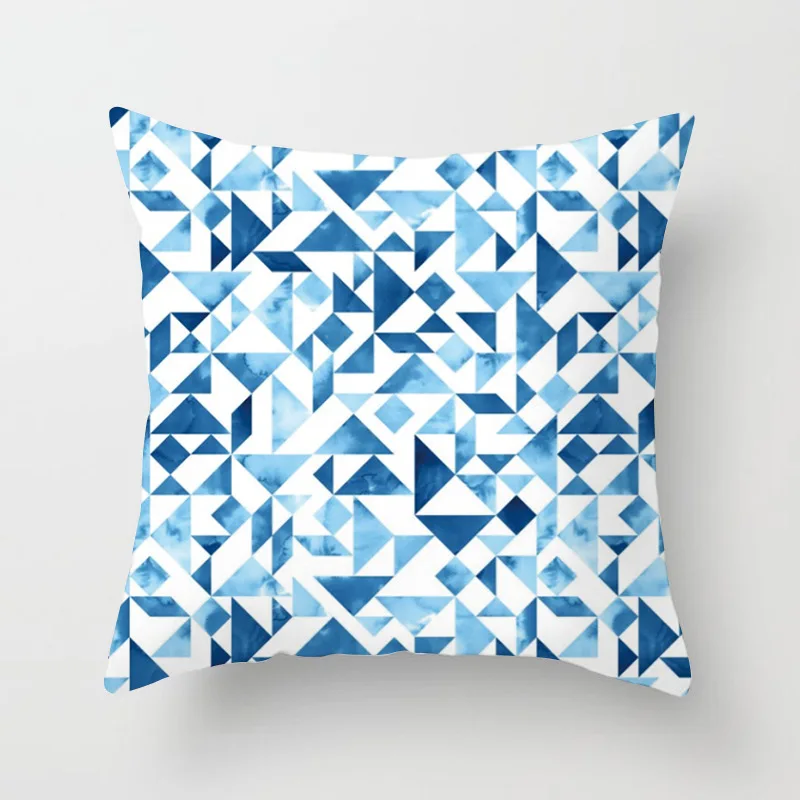 Blue Abstract Design Printed Cushion Covers 45x45cm - Creative Home/Office Sofa Waist Pillow Covers - Polyester Linen Pillowcase image 6