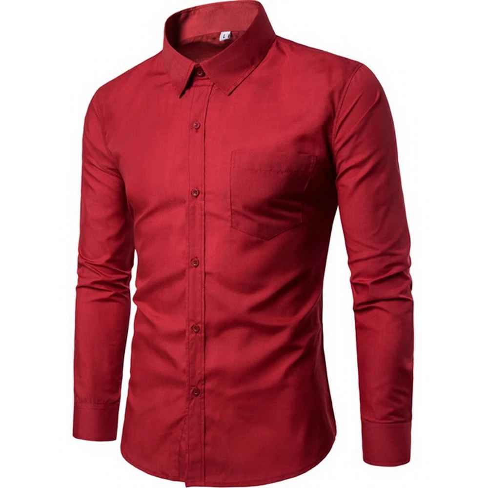 Новинка, мужская приталенная рубашка с длинным рукавом, Брендовые мужские дизайнерские рубашки высокого качества, однотонная мужская одежда, подходят для деловых рубашек 4XL