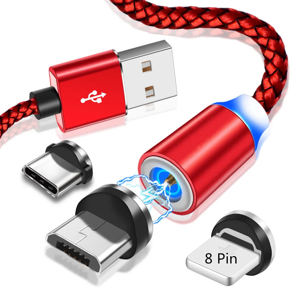 

1m Magnetic Charging cable cord For iphone 6 7 8 plus X XR XS Max Micro usb Type C Cable For Samsung A50 A10 S8 S9 Note 10 9 8