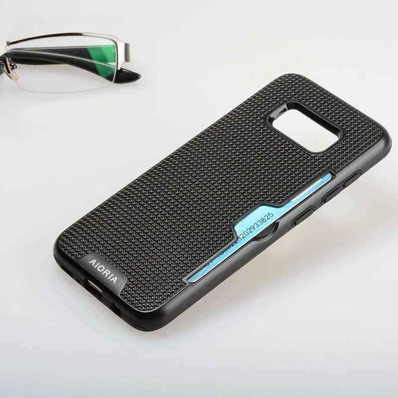 

AIORIA Shockproof case for Samsung Galaxy S8 credit card slot design Textile Style PC with Flexible Thick TPU Material covers