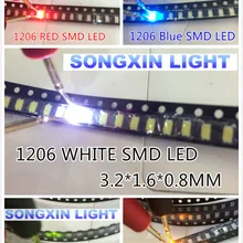 5Valuesx3000pcs = 15000 SMD 1206 светодиодный белый, красный, зеленый, синий, желтый ультра яркий SMD светодиодный комплект диодов 1206 R/G/B/W/Y