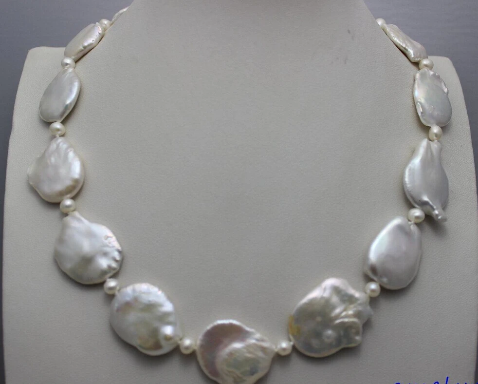 

N3342 white Coin-shaped fresh water pearl necklace % Discount AAA