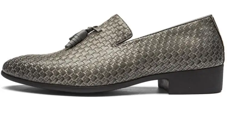 Для мужчин переплетения для вождения; мокасины; удобные туфли без шнуровки, Мокасины, мужские туфли Повседневное Кожаные Туфли-Лоферы офисные туфли большие размеры LH-86 - Цвет: gray