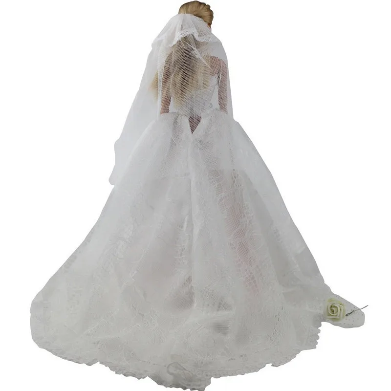 LeadingStar свадебное платье для кукольной принцессы, вечерняя одежда, длинное платье, комплект одежды для куклы с вуалью, Кукольное платье
