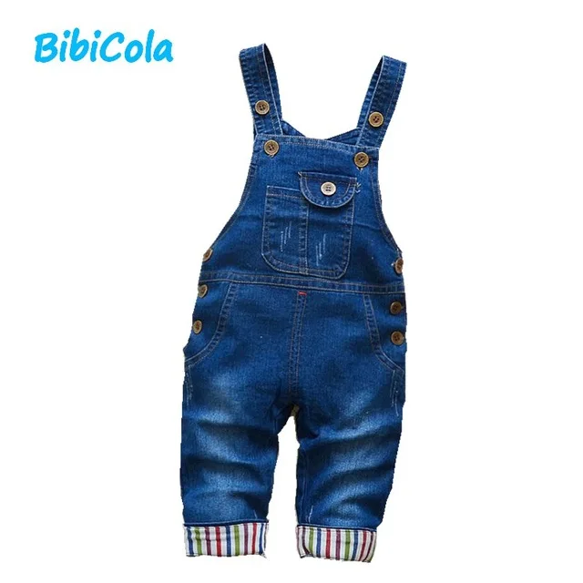 BibiCola Baby Boys Pants Infant Rompers Baby Denim Overalls Toddle