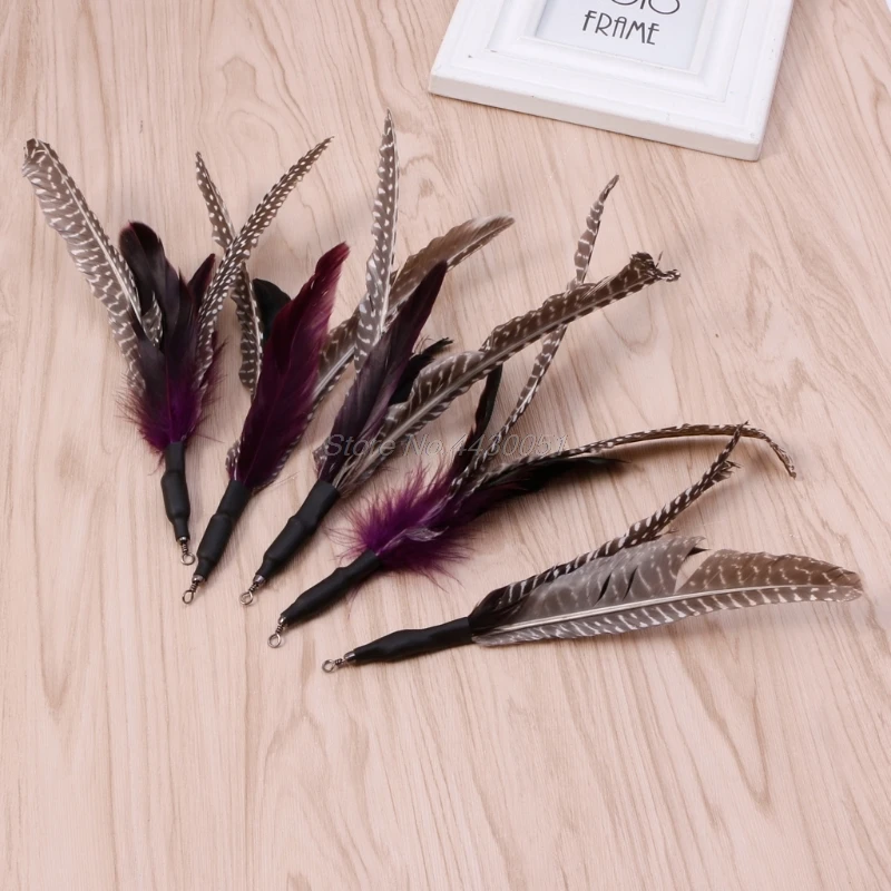 

5PCS Handmade Natural Feather Cat Toy Da Bird Refills Interactive Teaser Sticks