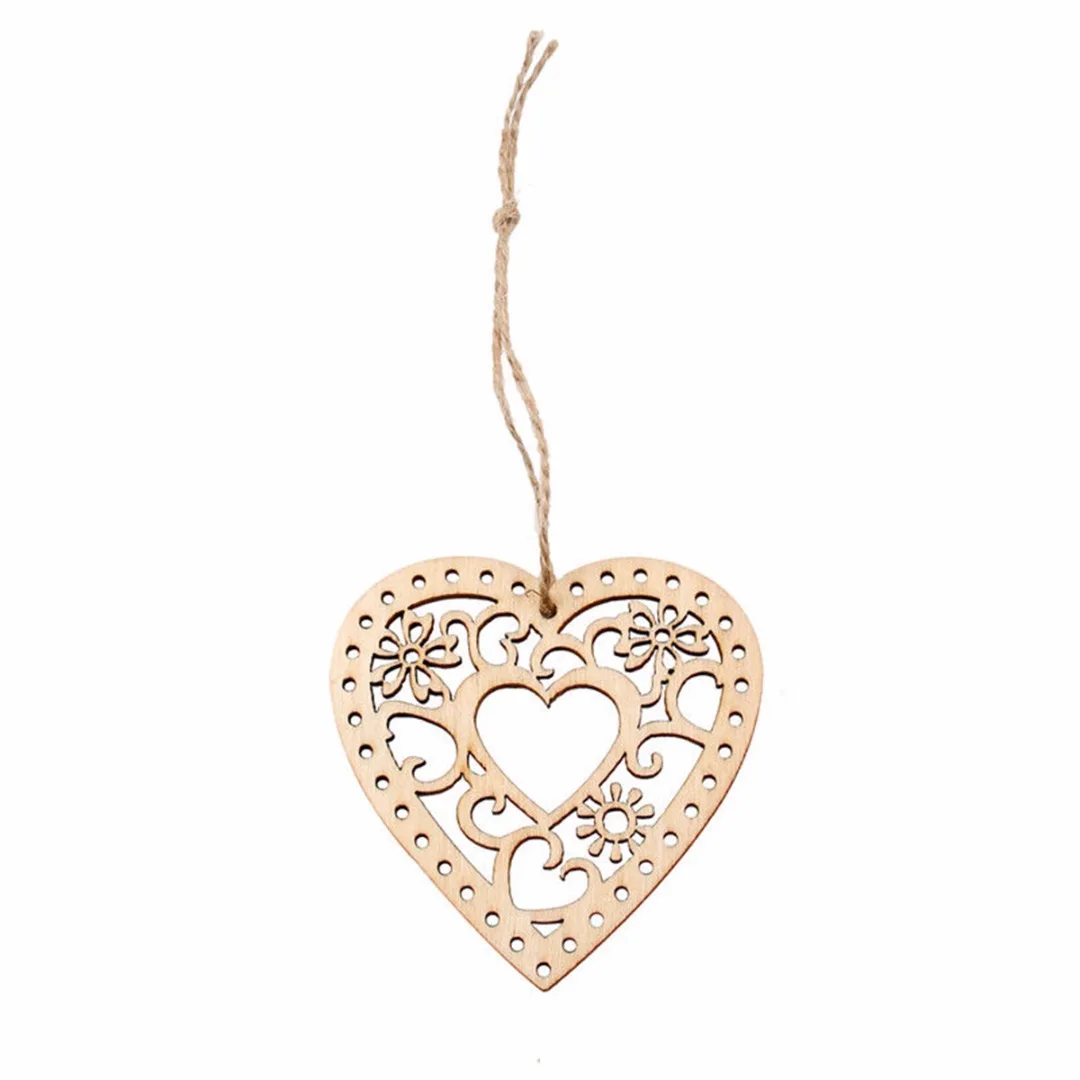 10Pcs Wooden Love Heart Hanging Decor Wedding Gifts Wedding Pendant Craft Decoration Party Decor Supplies