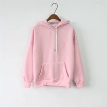 2018 Women Hoodies Sweatshirt Female Long Sleeve Pink Casual Harajuku Solid Autumn Winter Hoodie Pullover Ladies