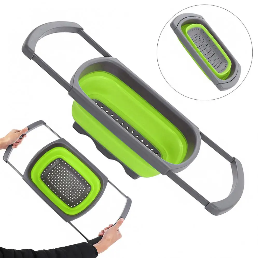 

Telescopic Foldable Silicone Strainers Collapsible Colander Set Fruit Vegetable Basket for Home Fruit Cleaning / Kitchen Storage