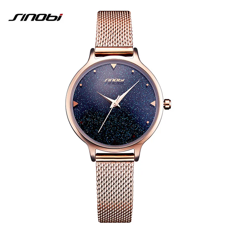 

SINOBI Women Watches Star Gold Luxury Brand Fashion Lady Quartz Ultra Thin Women Bracelet Watch Relogio Feminino bayan kol saati