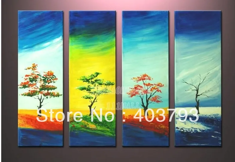 

4pc modern Wall Art Oil Painting On Canvas abstrat painting art Four seasons chart no frame free shipping