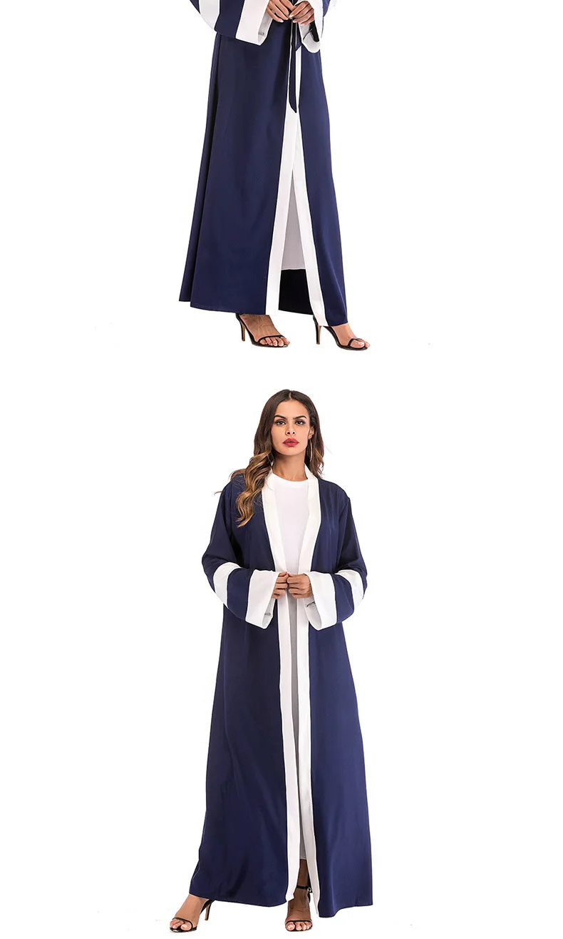 Siskakia модные контрастный колор блок мусульманский кардиган Абая Эйд Adha Рамадан женские одеяния мусульман кафтаны Jubah арабский, из Дубая ОАЭ