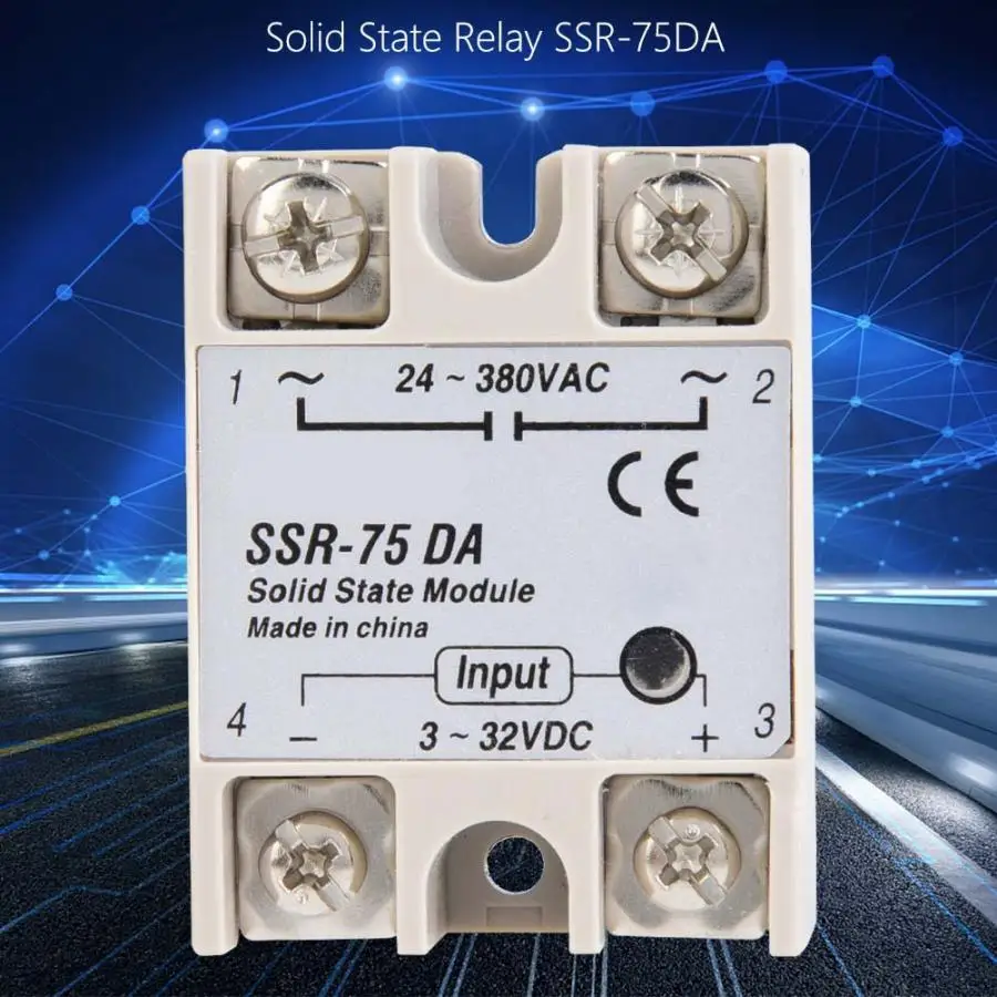 DC AC твердотельное реле SSR 75DA 75A от 3 до 32 В постоянного тока 24 380 переменного