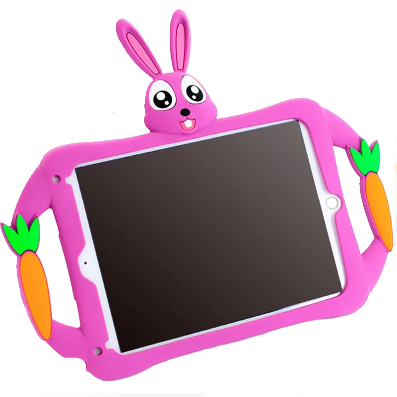 

Case For ipad mini Kids Handle Soft Safe Tablet Cover Silicone Lovely Cute Cartoon Rabbit Design Shockproof Waterproof Shell ski