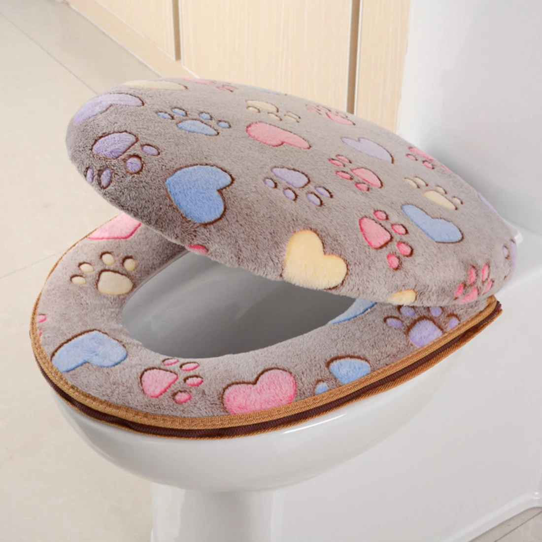 Thick Coral Velvet Luxury Toilet Seat Cover Set Warm Two Pieces O Shape