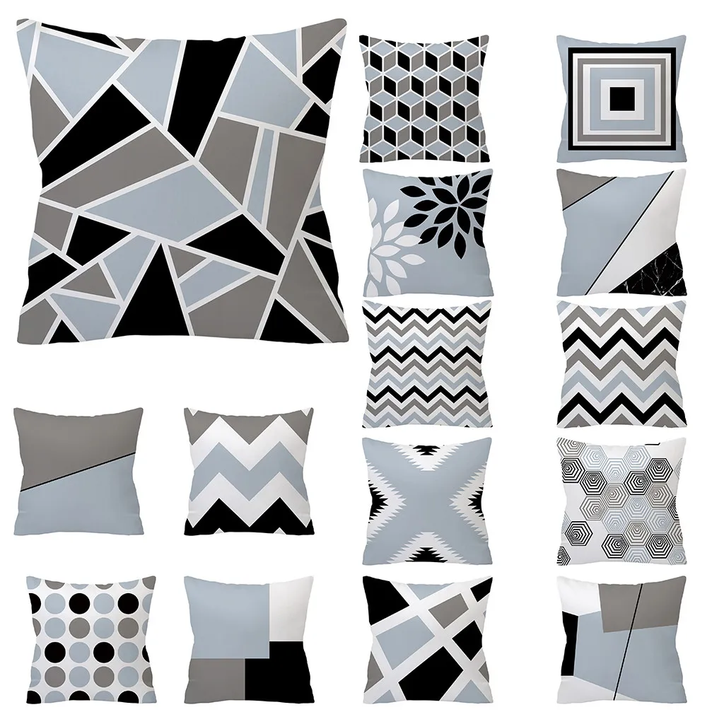 

Geometric Fashion Gray Pillowcase Sofa Car Waist Throw Cushion Cover Home Decor Comfortable Throw Pillow Covers Soft Hot