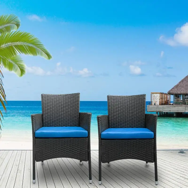

2pcs Single Backrest Chairs Dining Chair Rattan Cafe Home Furniture Kit E5M1