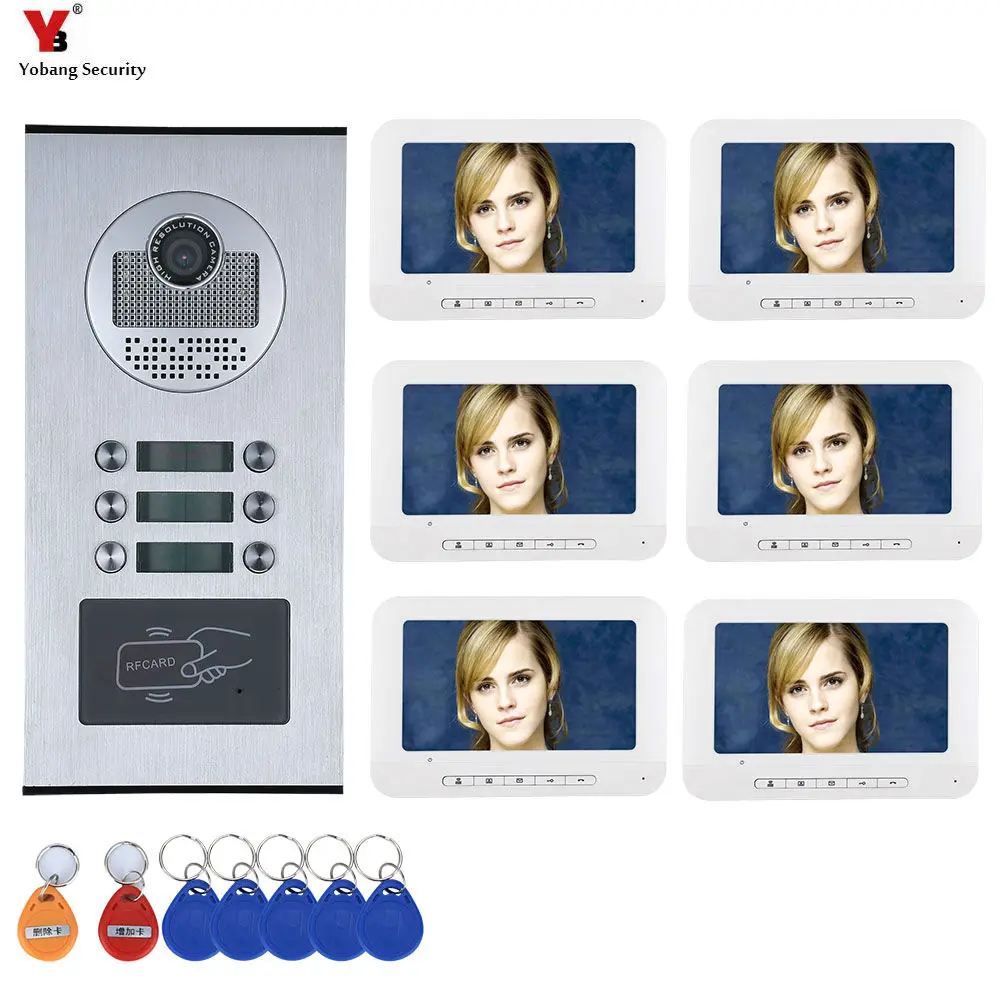 6 Apartment/Family Video Door Phone Intercom System RFID IR-CUT HD 1000TVL Camera Doorbell Camera with 6 button 6 Monitor 6 Apartment/Family Video Door Phone Intercom System RFID IR-CUT HD 1000TVL Camera Doorbell Camera with 6 button 6 Monitor