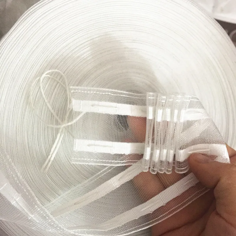 

Free shipping Curtain nylon tape drawstring curtain tape 5cm width curtain accessories white cotton cloth tape Transparent color