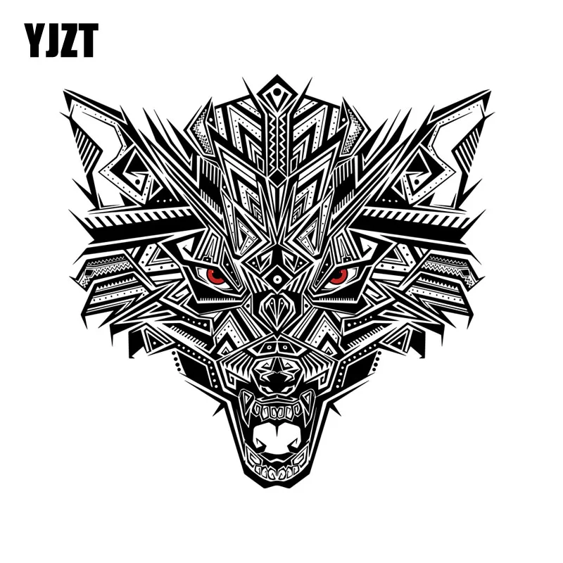 YJZT 14.7CM*14CM Black Abstract Puzzle Wolf Head PVC Motorcycle Car Sticker 11-00498 | Автомобили и мотоциклы
