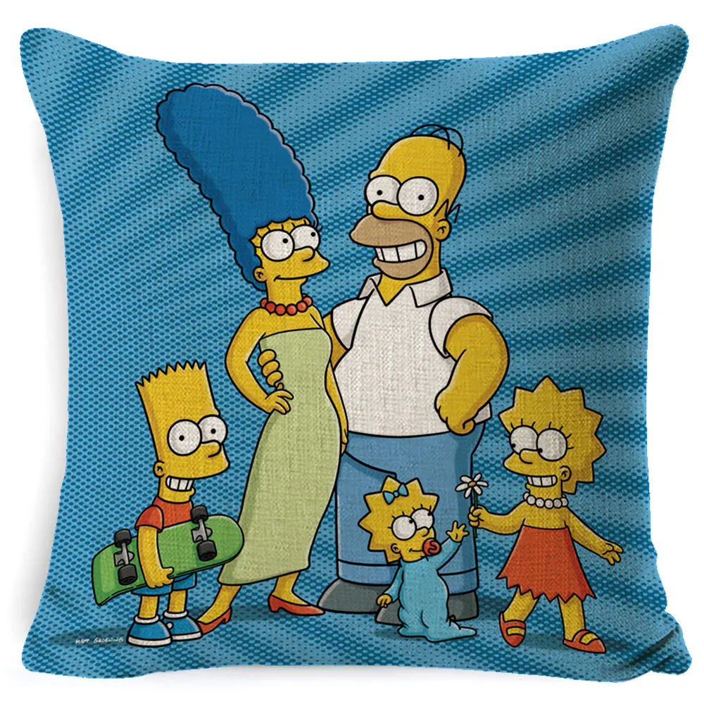 FOKUSENT Семья комедийные Юмор The Simpsons мультипликационный персонаж изображения Подушка Чехол Украшение Дома Наволочка на подушку «Симпсоны» вентиляторы