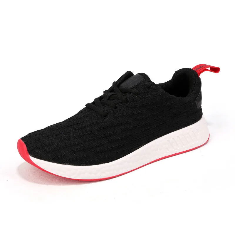 

2019 Unisex Fly-knitted Sneakers Brand Fashion Sport Shoes Size 35-44 Black White Pink Male Female Summer Casual Shoes