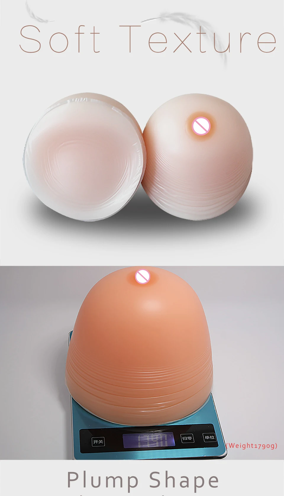 Komaynaly 1000g Silicone Breast Forms 1 Pair Fake Boobs Fake Breast Prosthetic Breast Forms for Crossdresser Mastectomy Cosplay (4)