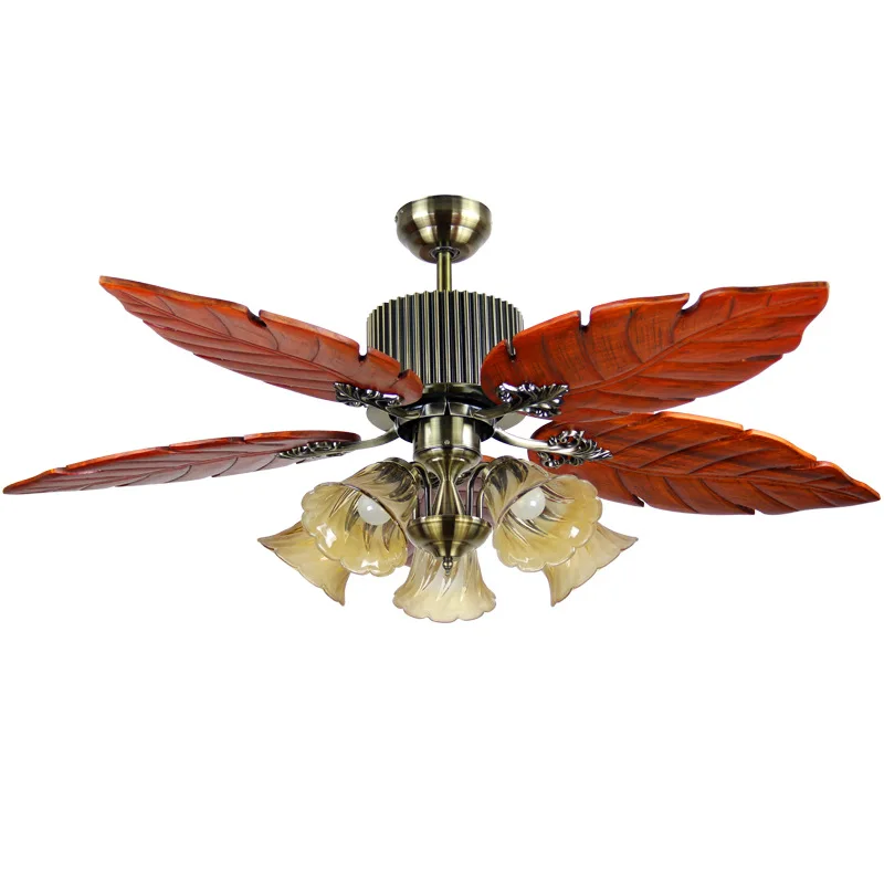 52 Inch Tropical Ceiling Fan With Sunset Bowl Light Five