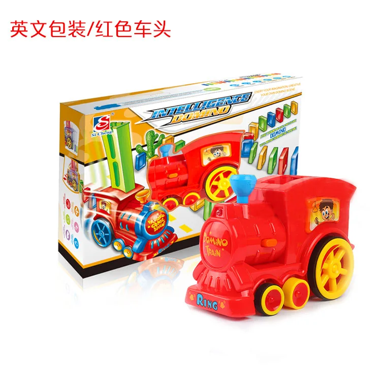 Новое поступление домино автоматическое размещение игрушка набор Электрический поезд детская головоломка творческая игрушка домино автомобиль для детей подарки на день рождения - Цвет: red