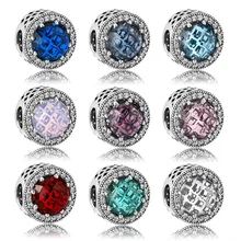 Новые модные сверкающие 9 цветов хрустальные циркониевые бусины 925 пробы серебряные ювелирные изделия изготовление подходят оригинальные браслеты Pandora