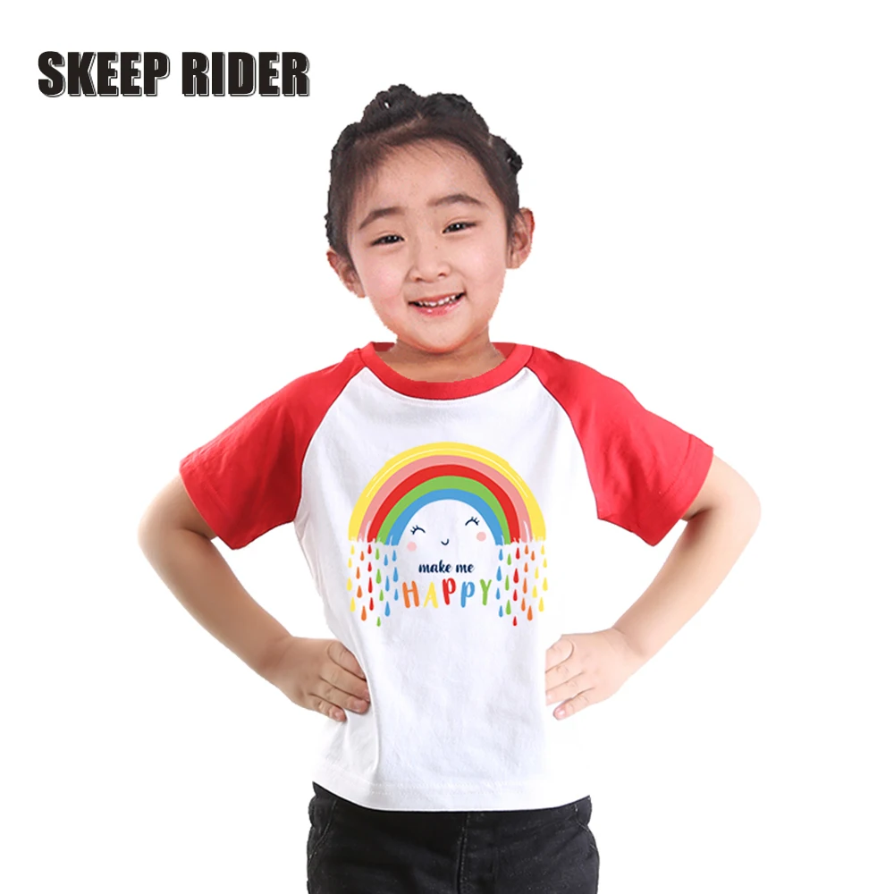 

Quality Fashion Cotton Kids T-shirt Rainbow Boys Summer Toddler Child Regular Length O-neck Short Sleeve Gril T-shirt Clothing