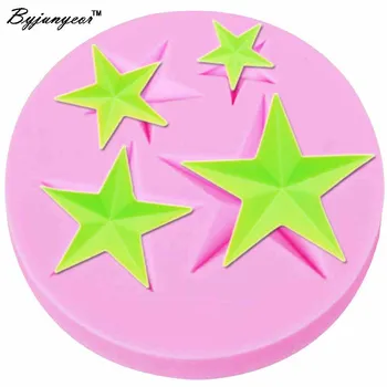 

Byjunyeor Epoxy UV Resin Five Stars Shape Christmas Fondant Silicone Cake Mold For Cupcake Cake Decorating Tools Candy m900