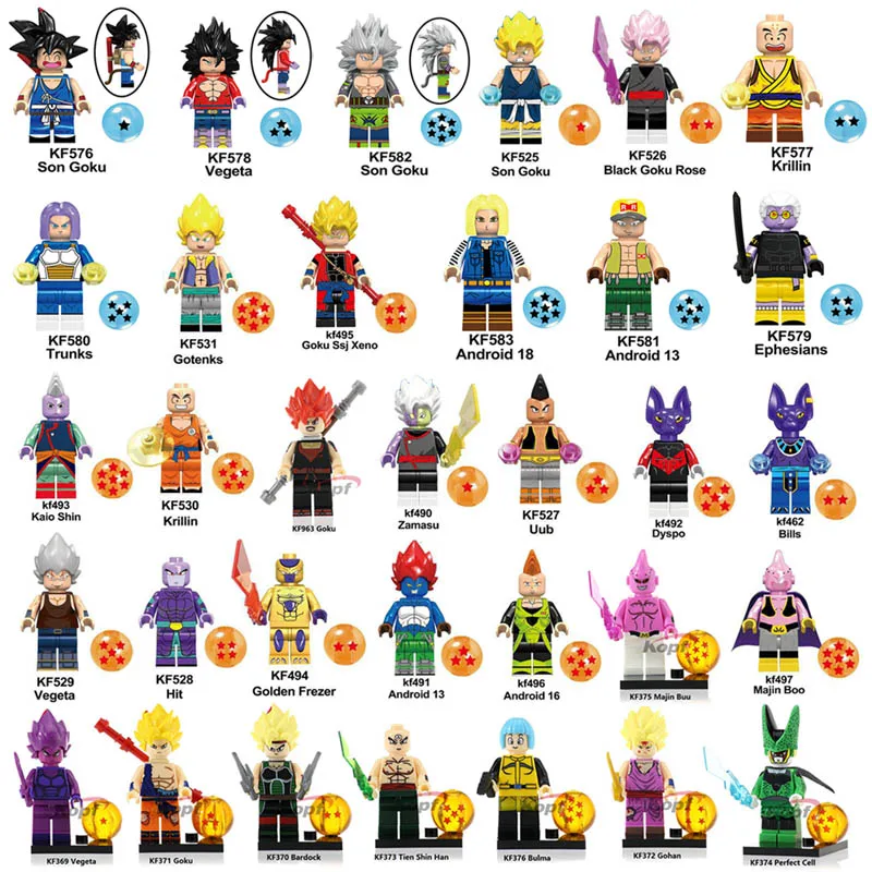 

Dragon Ball Z Cartoon Small Action Figure Goku Vegeta Piccolo Master Roshi Krillin Building Block Brick Toy for children kid boy