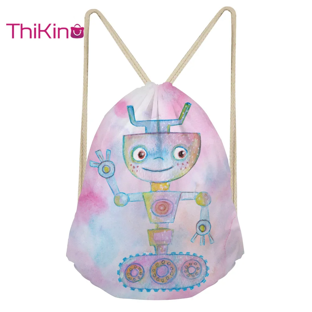 Thikin Robot Rolling Backpack for Teenager Kids Casual Sack Backpack Pink Toddler Backpack Girls Beach Mochila