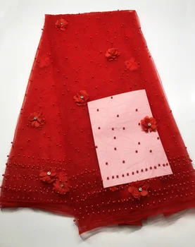

High Quality Tulle Lace 2019 Latest African Lace Fabric 3d Flower Applique Afican French Wedding Lace Fabric for 5yards ZJ023