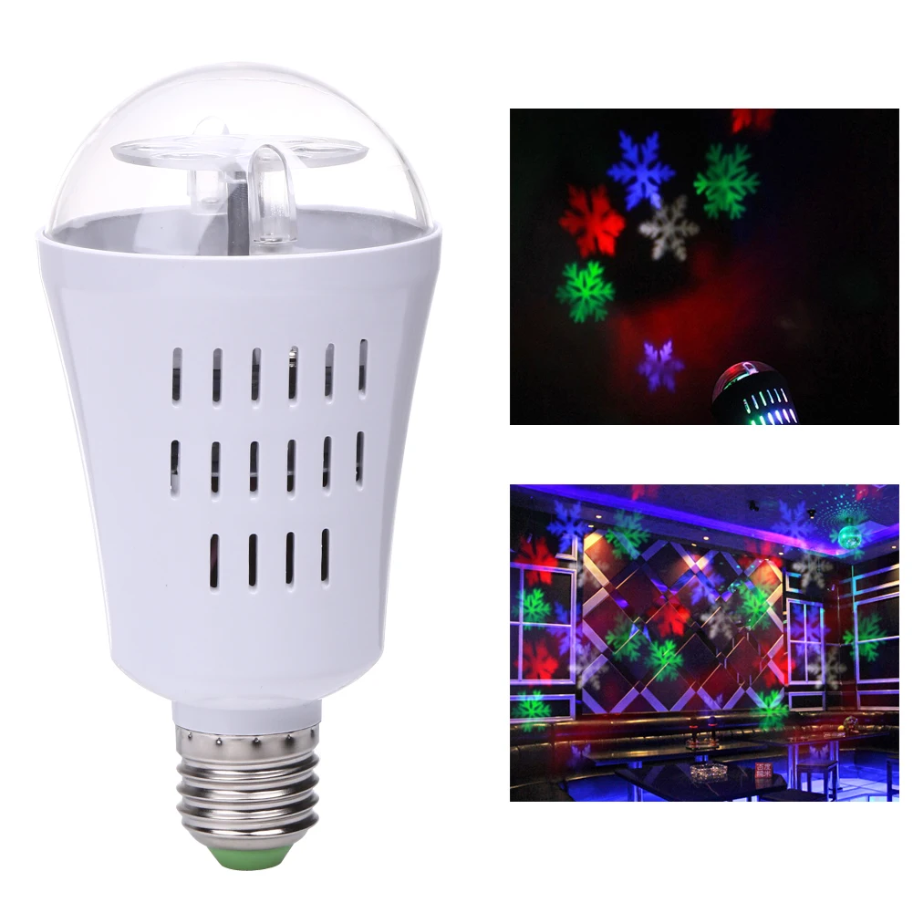 

Professional E27 4W LED Projection Rotating Stage Bulb White/RGB Snowflake Projector Christmas Light for Disco Party DJ KTV