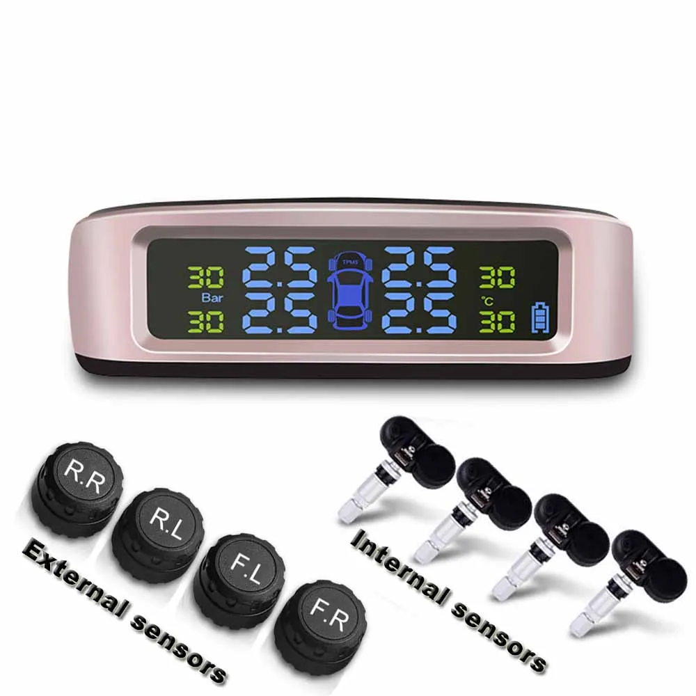 

Car Tire Type Pressure Alarm Security TPMS Receiver Sensor Monitoring System Solar Wireless Automatic Charging Auto Electronics