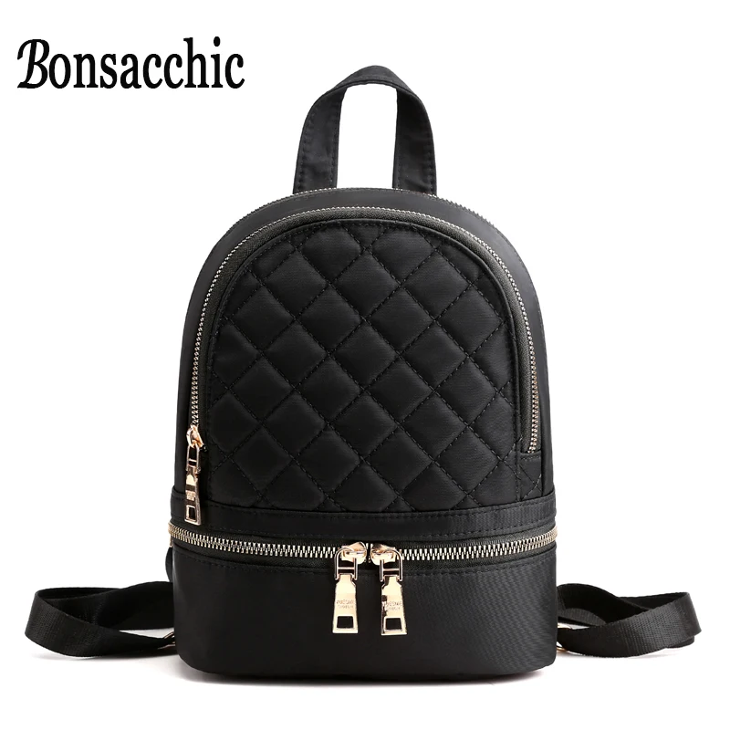 

Stylish Nylon Women Backpacks 2019 Waterproof Female Backpack Small Travel Bags Diamond Lattice Mini Backpack for Girls Mochila
