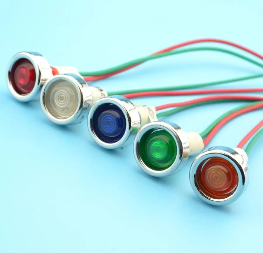 

5pcs 10mm 12V LED indicator light with 18cm wire sigal lamp