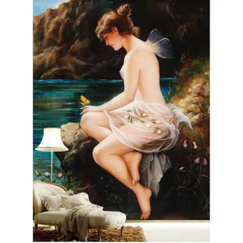 

Europe Wall Paper Flower Fairy Oil Painting Photo Wallpaper Mural Home Decor Papier Peint 3D Self Adhesive Vinyl/Silk Wallpapers