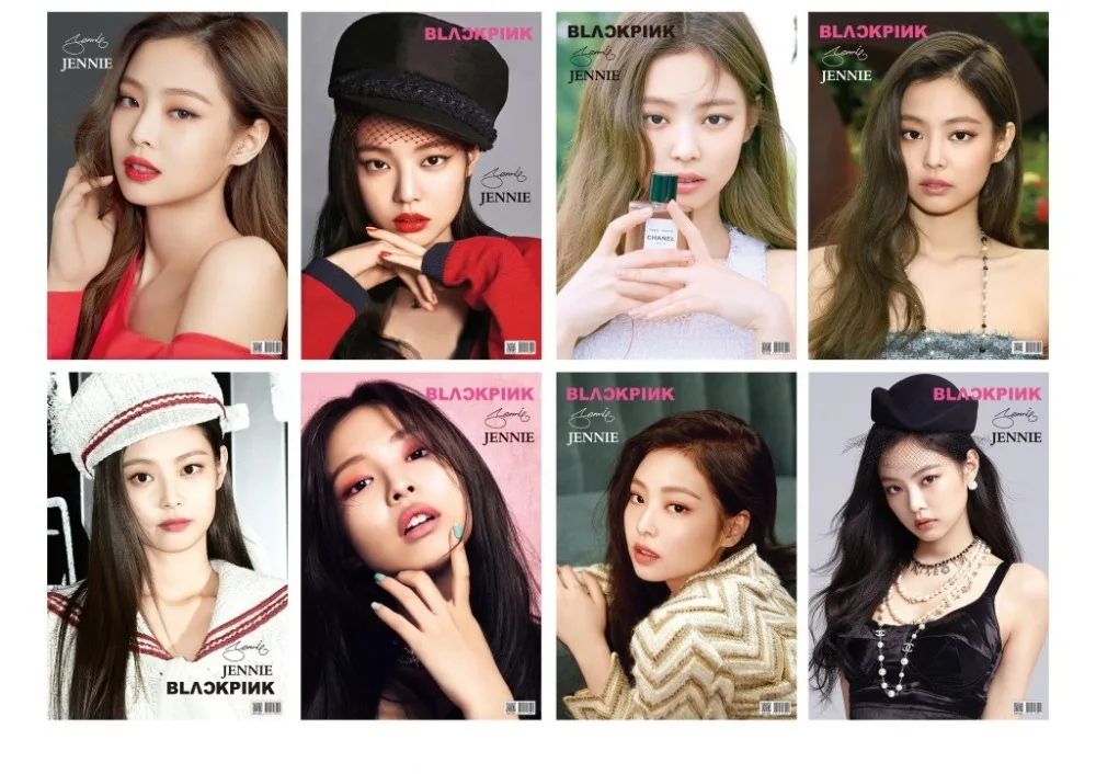 

8 pcs/Lot Anime Korean POP Super Star Jennie Kim Toys Posters 8 Pictures Backpink Poster Sticker Size 42x29CM