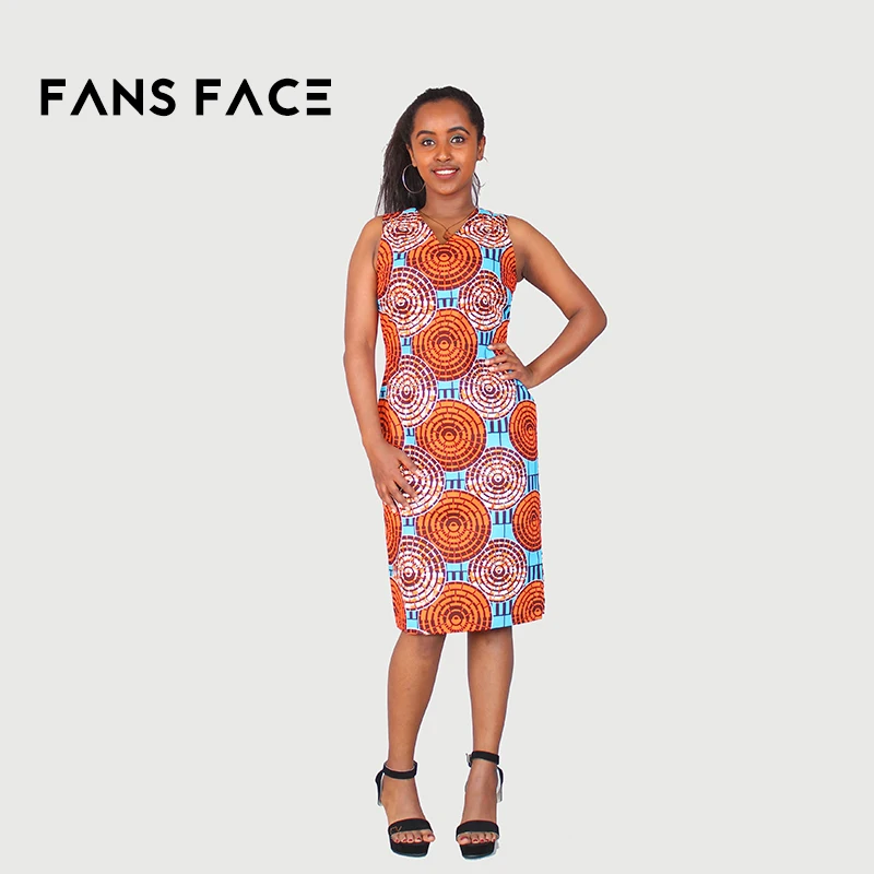 FANS FACE 2018 African Women Fashion 5XL Dresses Wax Print