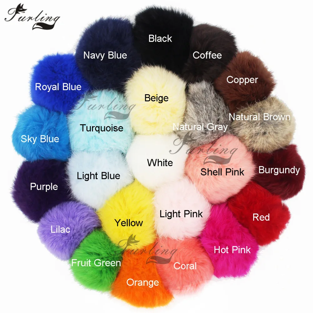 

Furling DIY 9CM Real Rabbit Fur Pompoms Ball for Keychain Bag Charm Knitted Hat Accessories
