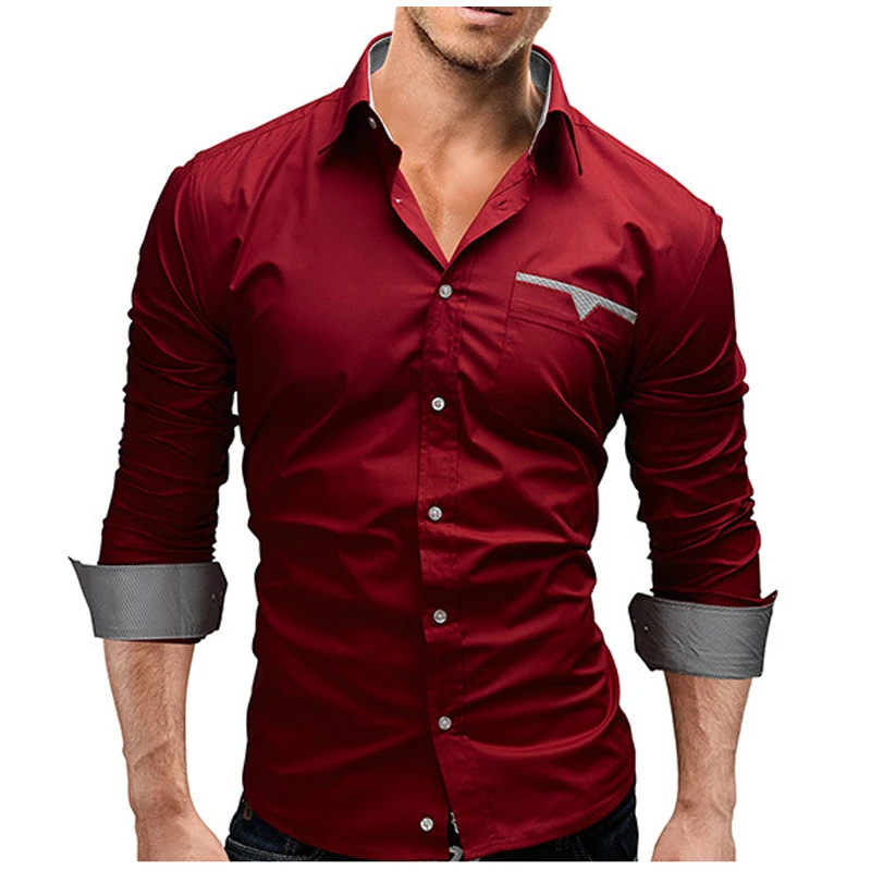 

Hot Sale Brand 2018 Men Shirt Personality Pocket Dress Shirt Long Sleeve Slim Fit Camisa Masculina Casual Male Hawaiian Shirts