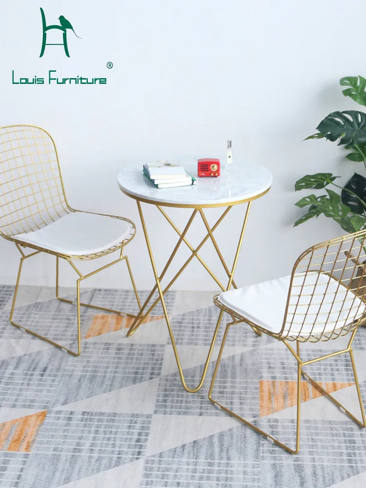 Louis Fashion Living Room Chairs Iron Gold Dining Northern