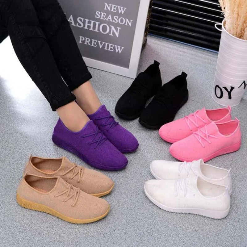 Womens Breathable Mesh Sneakers Sports 2019 Spring Autumn Casual Shoes Outdoor Light Black XWC1461 | Обувь