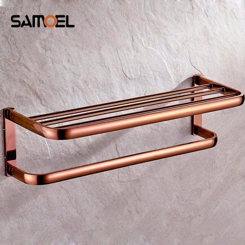 Wall Mount Luxury Rose Gold Brass Bathroom Bath Hardware Large Towel